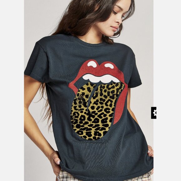 Daydreamer for Free People Rolling Stones Leopard Tongue Tee - Picture 1 of 6